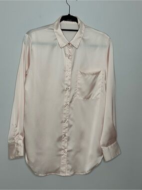 Nasty Gal Women’s Light Pink Satin Button-Up Shirt Sz 6